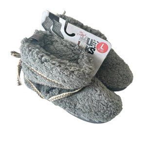 🆕 NWT Muk Luks Grey Strappy Bootie Slippers (Size: L 9/10)